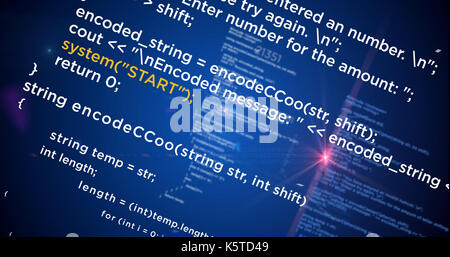 Codice di programmazione per computer e tecnologia di rendering astratta. dati e software sfondo. Foto Stock