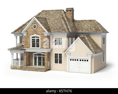 Casa isolata su bianco. Immobiliare di concetto. 3d illustrazione Foto Stock