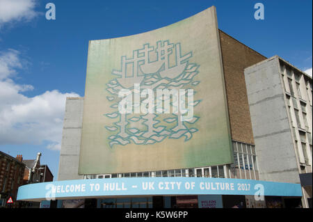 Le tre navi mosaico murale sul vecchio co-op/ bhs edificio nel centro di Kingston upon Hull, Regno Unito città della cultura 2017 Foto Stock