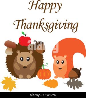 Illustrazione vettoriale di ringraziamento lo sfondo con animali di caduta Illustrazione Vettoriale
