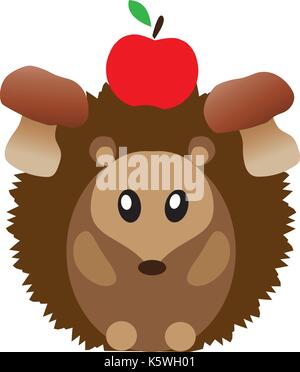 Illustrazione vettoriale di un simpatico riccio con funghi e Apple Illustrazione Vettoriale