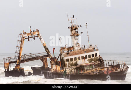 Il naufragio della zeila vicino a henties Bay sulla costa dello scheletro della Namibia Foto Stock