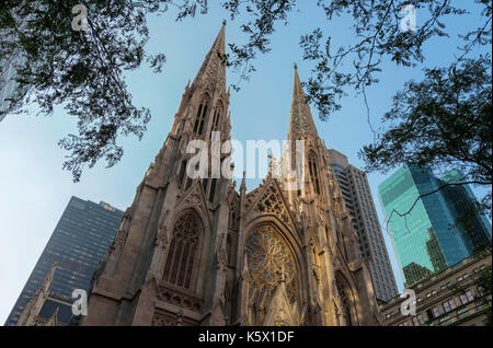 Le strutture architettoniche della Cattedrale di San Patrizio a New York, New York, USA. Foto Stock