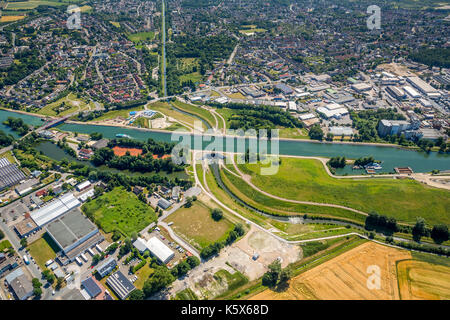 Canale canale canale Reno-Herne Canal, Emscherdüker Castrop-Rauxel, Ruhr, Nordrhein-Westfalen, Germania, conversione Emscher, Europa, costruzione di canali, canale Foto Stock