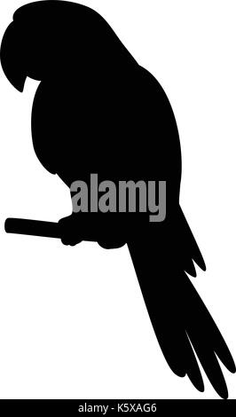Parrot su un palo, silhouette Illustrazione Vettoriale