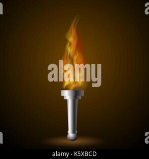 Torcia con fiamma di fuoco Illustrazione Vettoriale