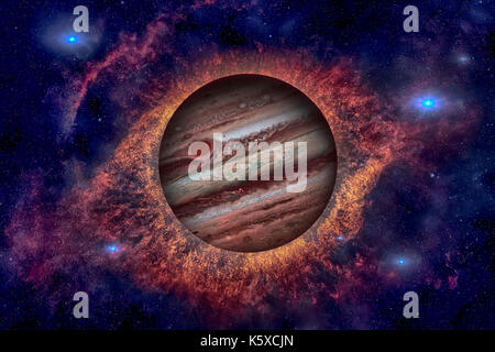 Sistema solare - Giove. È il quinto pianeta dal sole e il più grande del Sistema Solare. Il suo un pianeta gigante con una massa di un millesimo che di Foto Stock