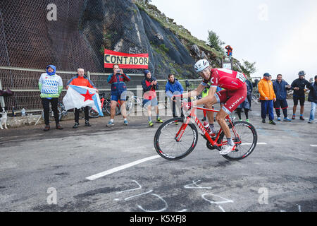 09-09-2017. Stadio 20 di la Vuelta a España. Corvera - Angliru. Asturias, España. Ilnur Zakarin (RUS). Foto: Cronos/Alvaro Campo Foto Stock