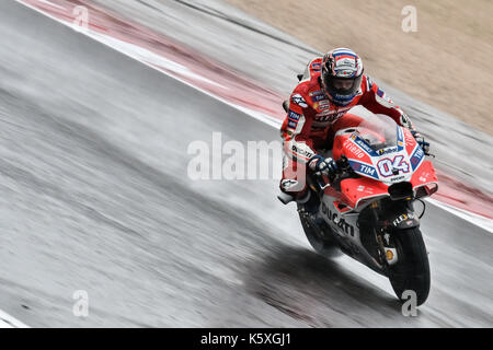 04 Andrea Dovizioso (Italia), Ducati team Ducati Desmosedici GP17 macchina, gran premio tribul mastercard di san marino e della riviera di Rimini, azione durante il warmup motogp Marco Simoncelli World Circuit per il tredicesimo round del campionato del mondo motogp, dal 8 settembre al decimo 2017 sul circuito di Misano Adriatico (RSM) Foto Stock