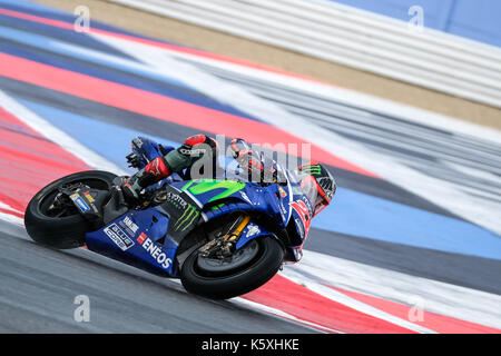 25 MAVERICK VINALES (Spagna), movistar team Yamaha Yamaha YZR-M1 macchina, gran premio tribul mastercard di san marino e della riviera di Rimini, azione durante la gara della motogp Marco Simoncelli World Circuit per il tredicesimo round del campionato del mondo motogp, dal 8 settembre al decimo 2017 sul circuito di Misano Adriatico (RSM) Foto Stock