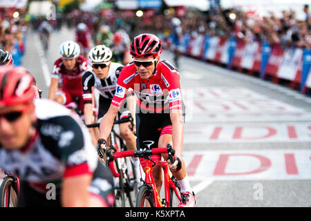 Madrid, Spagna. 10 Settembre, 2017. Chris Froome (Team Sky) corse durante la fase 21 del Tour della Spagna (Vuelta a España) tra Madrid e Madrid il 10 settembre 2017 a Madrid, Spagna. ©David Gato/Alamy Live News Foto Stock