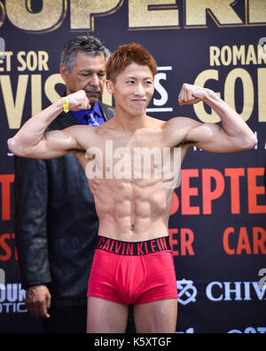 Carson, california, Stati Uniti d'America. 8 Sep, 2017. naoya inoue (jpn) boxe : naoya inoue del Giappone assiste il funzionario pesare-in per la wbo super pesi mosca titolo bout al centro stubhub a Carson, california, Stati Uniti . credito: hiroaki yamaguchi/aflo/alamy live news Foto Stock