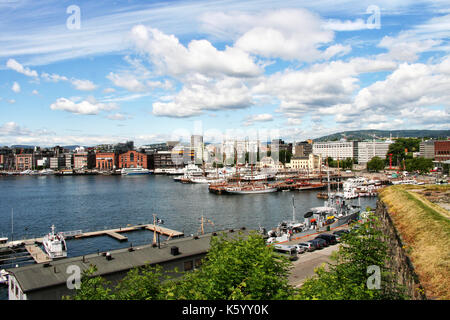 Vista da acurbrygge festning dell'Oslofjord Foto Stock