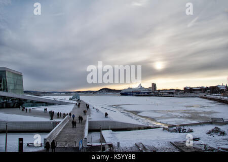 Vista di Oslo nel periodo invernale in Norvegia Foto Stock