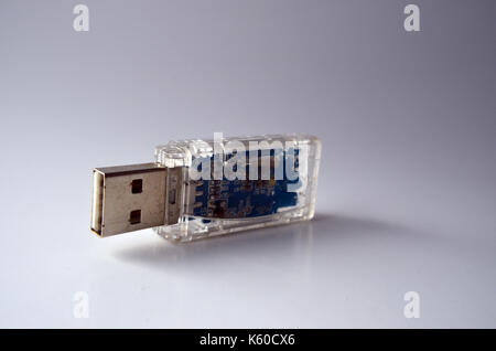 Vista ravvicinata di una unità USB. Foto Stock