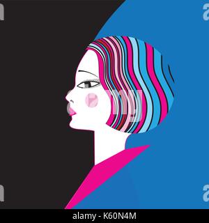 Illustrazione Vettoriale ritratto di una bellissima ragazza con i capelli alla moda Illustrazione Vettoriale