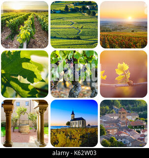 Beaujolais viaggio rettangolare photo collage Foto Stock