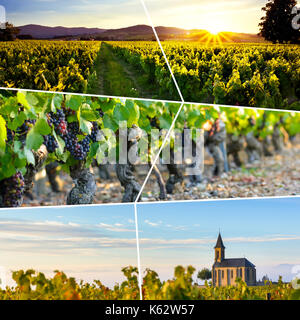 Beaujolais viaggio rettangolare photo collage Foto Stock