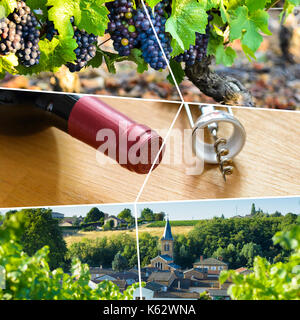 Beaujolais viaggio rettangolare photo collage Foto Stock