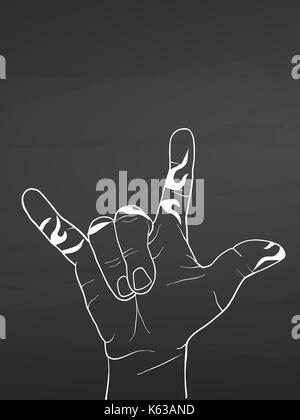 Segno di mano schizzo su lavagna, vettore handdrawn sketch, pulire delinea, in stile vintage Blackboard. Foto Stock