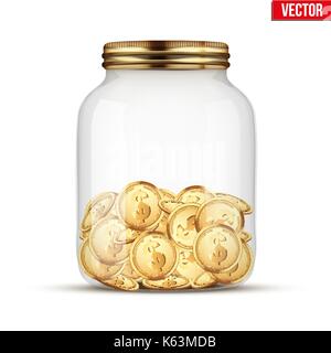 Risparmio di denaro moneta nel vaso. Illustrazione Vettoriale