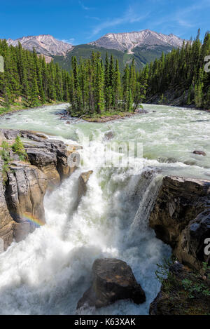 Sunwapta rientra nel parco nazionale di Jasper, Alberta, Canada. Foto Stock