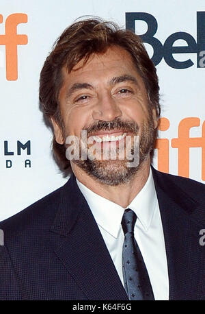 Toronto, Ontario, Stati Uniti d'America. Decimo Sep, 2017. 10 settembre 2017 - Toronto ontario canada - Javier Bardem. 2017 Toronto international film festival - ''maltri!'' Premiere detenute a tiff bell lightbox. Photo credit: brent perniac/admedia credito: brent perniac/admedia/zuma filo/alamy live news Foto Stock