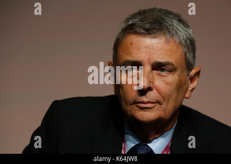 Brighton, Regno Unito. Undicesimo Sep, 2017. Dave Prentis, Segretario generale di UNISON assiste il Trades Union Congress TUC conference 2017 in Brighton, Regno Unito, lunedì 11 settembre, 2017. Credito: Luca MacGregor/Alamy Live News Foto Stock