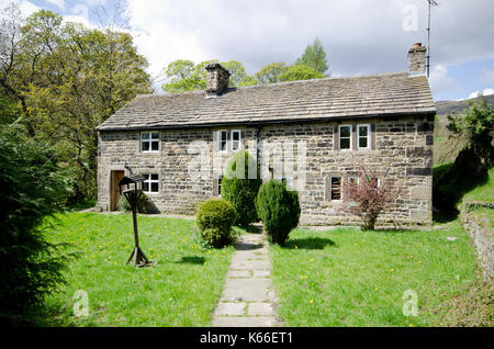 Semi staccate cottage in pietra in Edale, Derbyshire Foto Stock