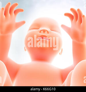 Feto umano medical concetto grafico e background scientifico, 3d'illustrazione. Foto Stock