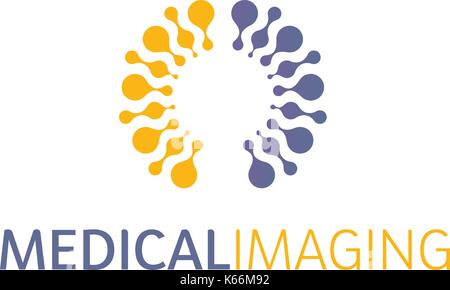 Emisferi cerebrali logo, forme rotonde, vettore astratto logotipo insolito modello. medico o altra scienza semplice segno isolato. Illustrazione Vettoriale