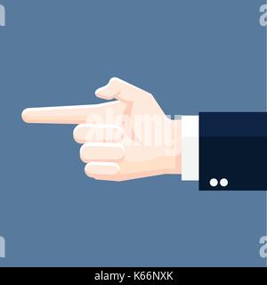 Imprenditore di puntamento a mano, concetto di affari in leadership dirigere. design piatto illustrazione vettoriale. Illustrazione Vettoriale