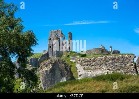 Corfe Castle in dorset, Inghilterra Foto Stock