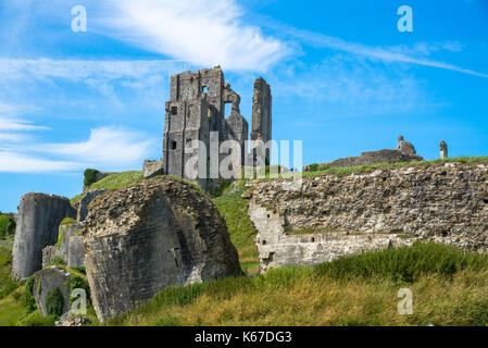 Corfe Castle in dorset, Inghilterra Foto Stock