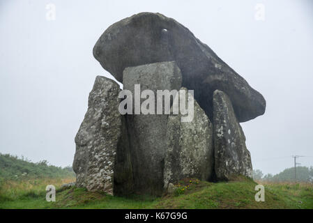 Quoit trethevy, celtica civiltà megalitica in Cornovaglia, Inghilterra Foto Stock