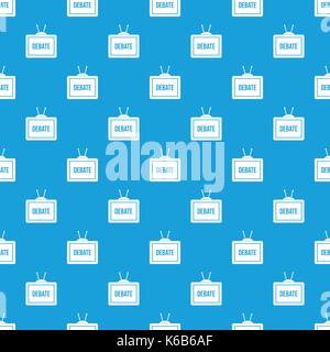 Tv con il dibattito iscrizione pattern blu senza giunture Illustrazione Vettoriale