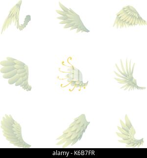 Le ali di angelo set di icone, stile cartoon Illustrazione Vettoriale