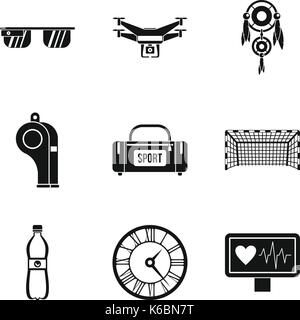 Tempo per lo sport icona impostare, stile semplice Illustrazione Vettoriale