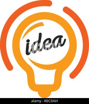 Nuova idea simbolo vettore stilizzati lampadine icona, arancione e nero colore logotipo, isolata piana cartoon brillante lampadina, bianco e arancione segno, idea Illustrazione Vettoriale