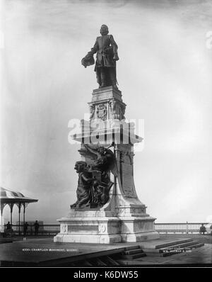 Champlain monumento, Quebec City, QC, 1908 Foto Stock