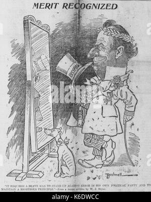 Bushnell cartoon su William Jennings Bryan esaminando la propria riflessione Foto Stock