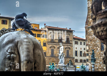 Lion statua in piazza della Signoria, visto dal retro Foto Stock