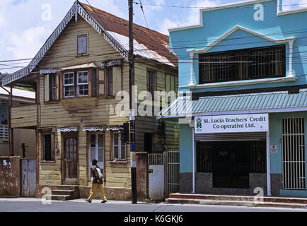 Edifici in Castries, st Lucia isola dei Caraibi orientali Foto Stock