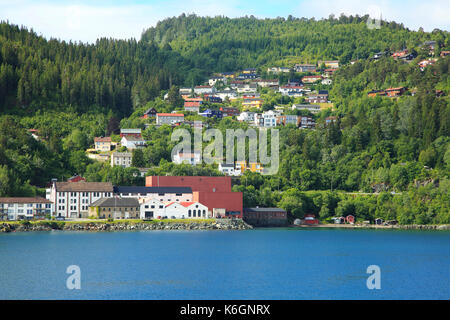 Case in collina nel villaggio di Trolla, Comune di Trondheim, Sor-Trondelag county, Norvegia Foto Stock