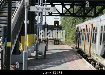 Treni funzionante a caccia di croce, Liverpool Foto Stock