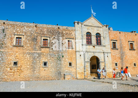 Arkadi, Creta, 10 giugno 2017: Monastero di Arkadi situato a sud-est di Rethymnon, Creta, Grecia Foto Stock