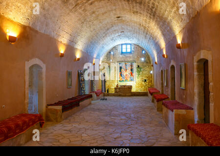 Arkadi, Creta, 10 Giugno 2017: Interno della Basilica del monastero di Arkadi a Creta Grecia Foto Stock