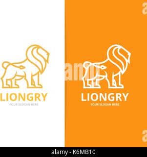 Vettore di Lion o gatto o combinazione di logo Illustrazione Vettoriale