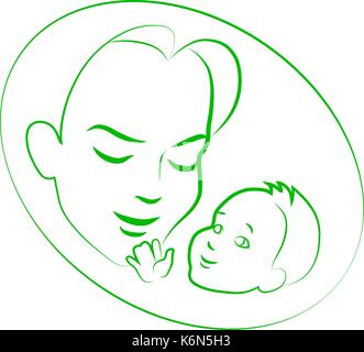 Illustrazione Vettoriale schizzo madre con bambino piccolo Illustrazione Vettoriale