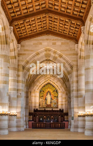 Università di Yale Sterling Memorial Library - vista interna della collegiata architettura gotica in stile libreria principale presso la Yale University. Università di Yale Foto Stock